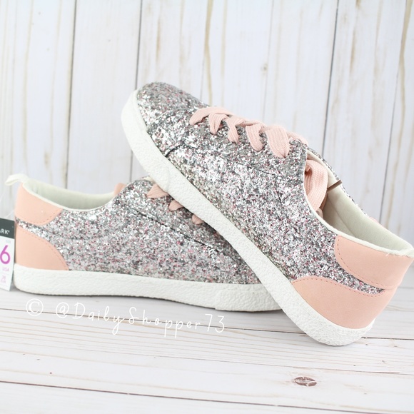 Primark Girls' Super Sparkly Dusty Rose Chunky Glitter Sneakers - Picture 4 of 8